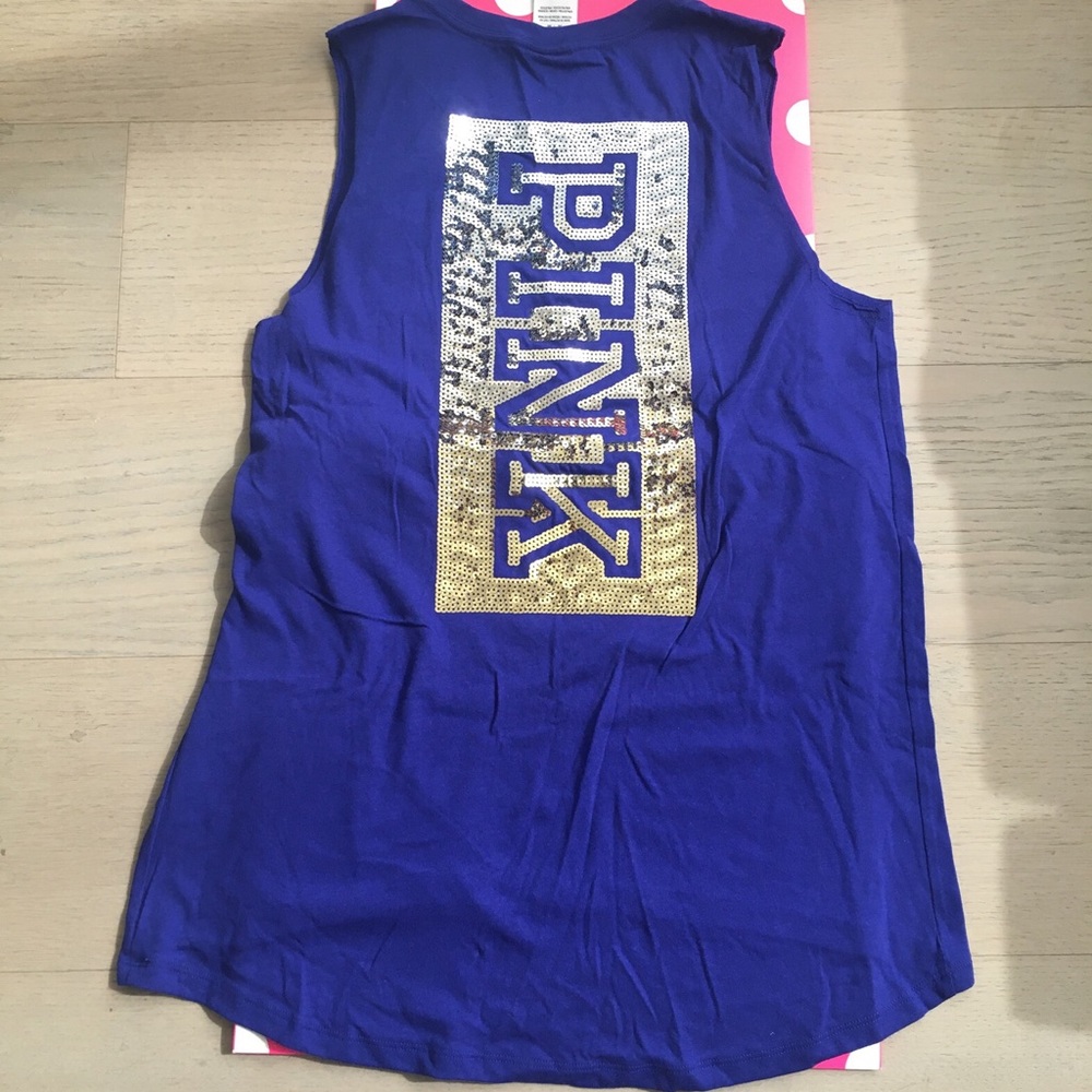 VS Pink *M* bling logo high low tank